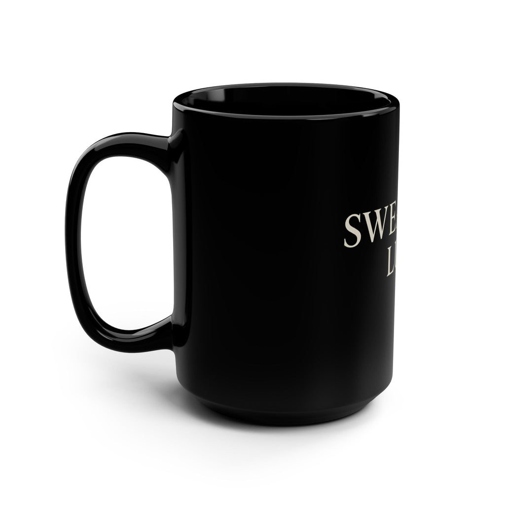 SWEARAPY® LUXE Black Ceramic Mug – 15oz | Glossy Finish | Statement Coffee Mug