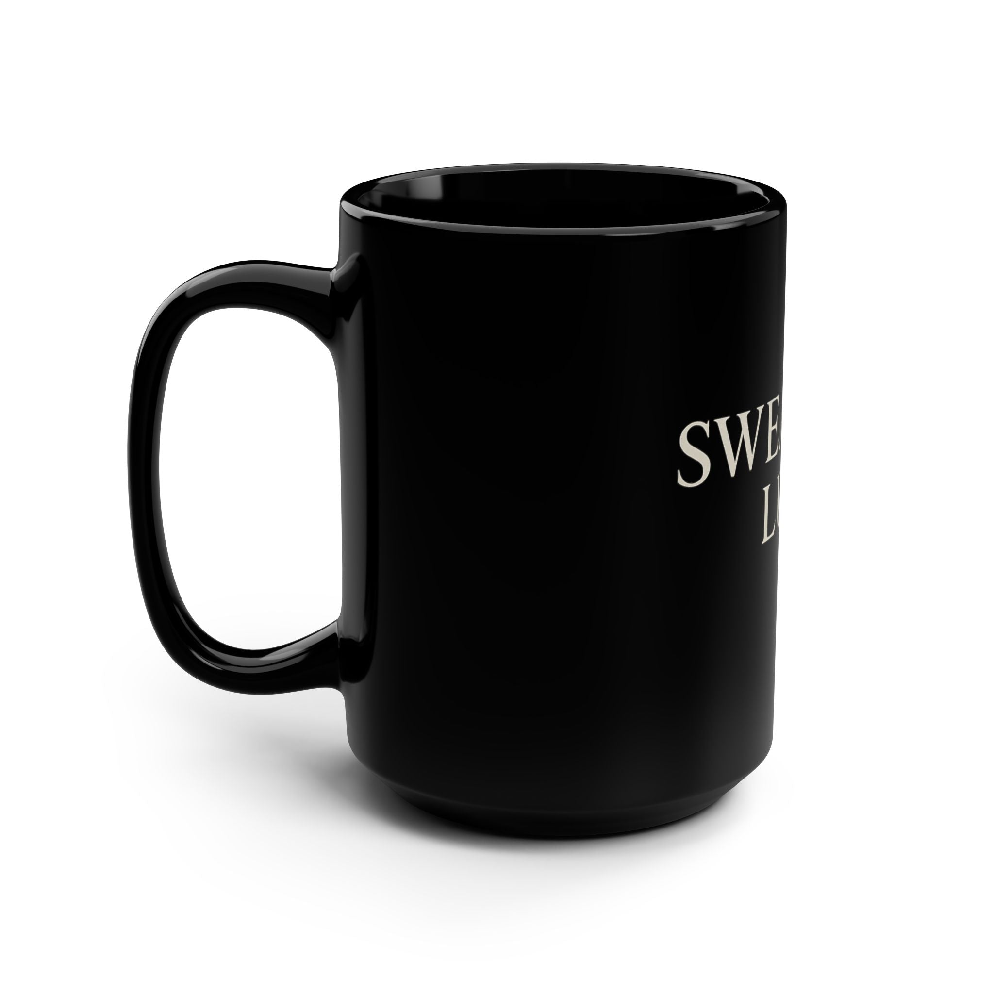SWEARAPY® LUXE Black Ceramic Mug – 15oz | Glossy Finish | Statement Coffee Mug