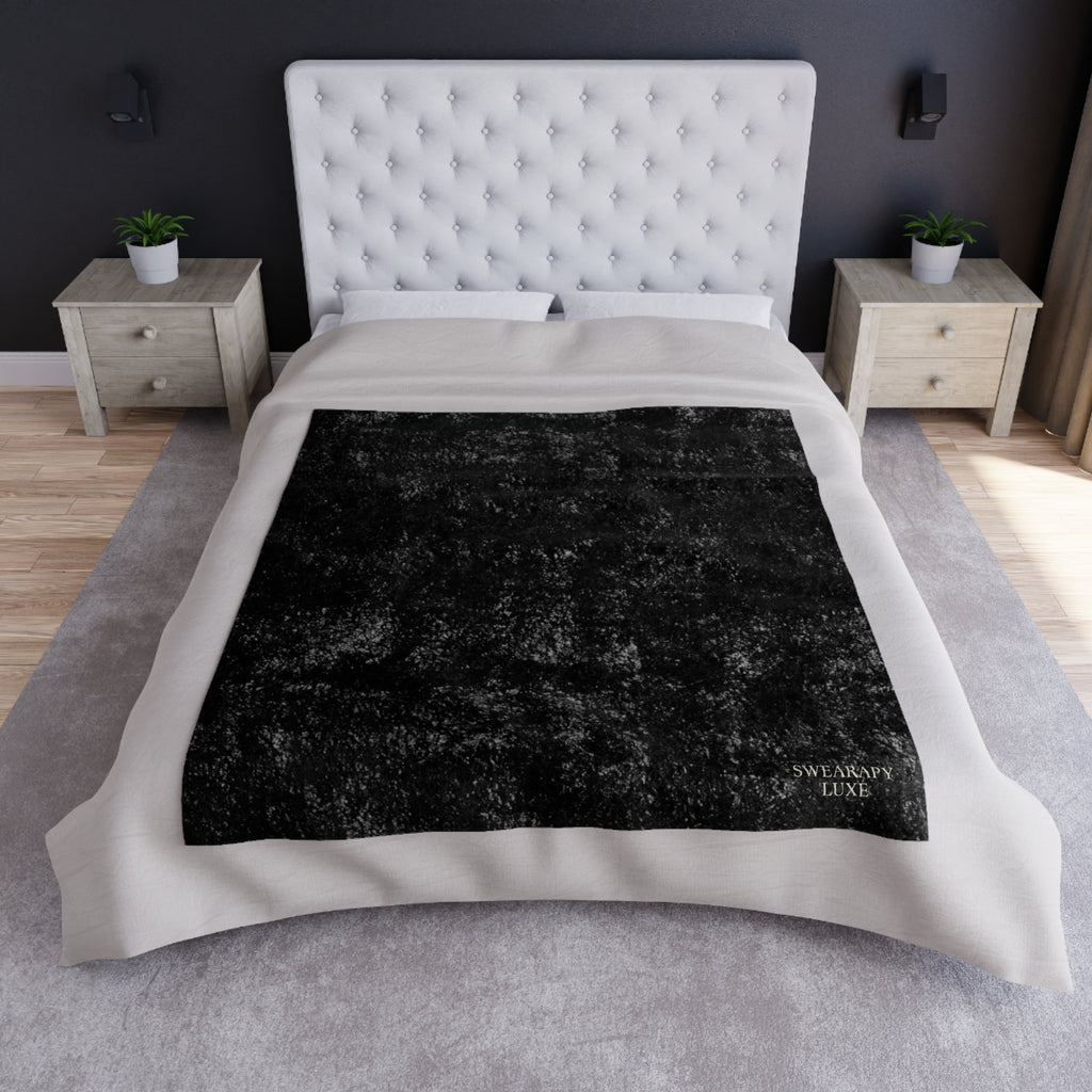 SWEARAPY™ LUXE Crushed Velvet Throw Blanket — Black | Ultra-Soft Modern Luxury Accent for Couch & Bed