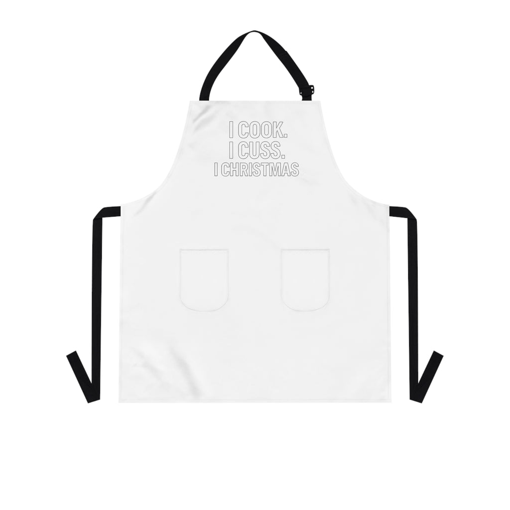 I COOK. I CUSS. I CHRISTMAS.™ — Tonal Minimalist Holiday Apron