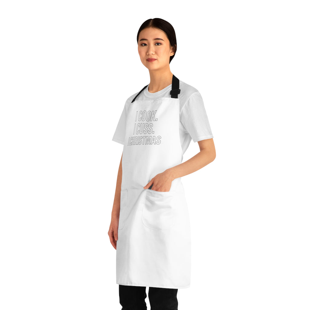 I COOK. I CUSS. I CHRISTMAS.™ — Tonal Minimalist Holiday Apron